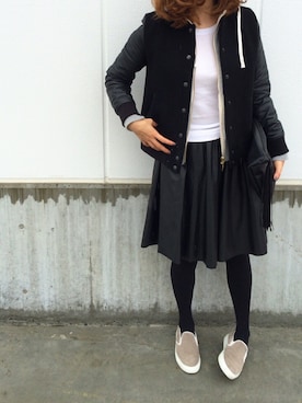 「STUDIOUS（ステュディオス）のアイテム（スタジャン）」を使った、♡asahi_66♡さん（レディース・160cm）の秋コーディネート