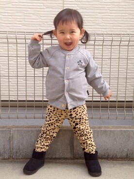 「Mini Rodini（ミニロディーニ）のアイテム（ジャケット/アウター）」を使った、kotokotoさん（キッズ・90cm）の冬コーディネート