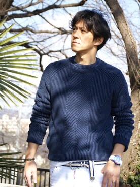 「サマーニット」｜holidaycottageさん（メンズ・182cm・40代）の冬コーディネート