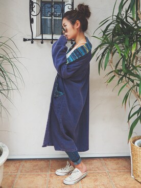 「エスニック」｜「アイテム（ダウンジャケット/コート）」を使った、Saayaliu by SEARCH.さん（レディース・157cm）の秋コーディネート