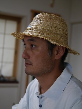 「自作のアイテム（ハット、ゴールド系）」を使った、M.SAITo Wood WoRKSさん（メンズ・186cm）の冬コーディネート