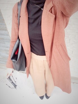 「OSMOSIS（オズモーシス）のアイテム（チェスターコート）」を使った、min♡さん（レディース・160cm）の秋コーディネート