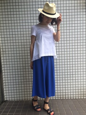 「NOMBRE IMPAIR（ノンブルアンペール）のアイテム（パンツ）」を使った、matyuさん（レディース・163cm）の夏コーディネート