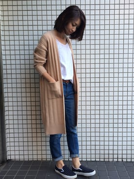 「NOMBRE IMPAIR（ノンブルアンペール）のアイテム（カーディガン/ボレロ）」を使った、matyuさん（レディース・163cm）の秋コーディネート