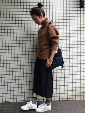 「NOMBRE IMPAIR（ノンブルアンペール）のアイテム（ニット/セーター）」を使った、matyuさん（レディース・163cm）の秋コーディネート