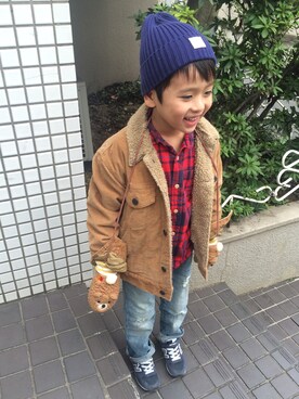 「GAP（ギャップ）のアイテム（ブルゾン）」を使った、matyuさん（キッズ・110cm）の冬コーディネート