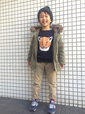 「アイテム（モッズコート）」を使った、matyuさん（キッズ・110cm）の冬コーディネート