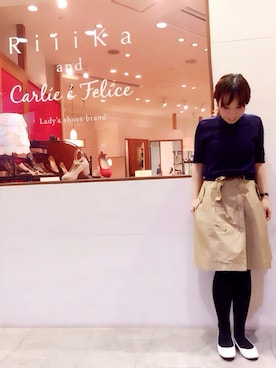「Carlie e felice（カーリーエフェリーチェ）のアイテム（シューズ）」を使った、Kさん（レディース・155cm）の秋コーディネート