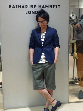 「KATHARINE HAMNETT LONDON （キャサリンハムネットロンドン）のアイテム（ジャケット/アウター）」を使った、MURAsanさん（メンズ・176cm）の夏コーディネート