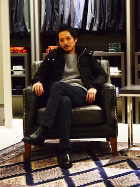 「KATHARINE HAMNETT LONDON （キャサリンハムネットロンドン）のアイテム（ダウンジャケット/コート）」を使った、MURAsanさん（メンズ・176cm）の冬コーディネート