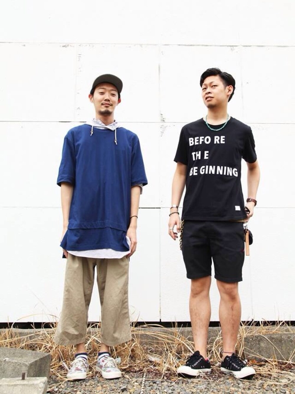 「name.、sunsea、ボーダーソックス、VANSのスニーカー、ジャパンブルー、サロン帰り」｜「Name.のSTRIPE HOODED LONG SHIRT（その他トップス、ホワイト系）」を使った、takuyaishiharaさん（メンズ・178cm）の夏コーディネートの1枚目の写真