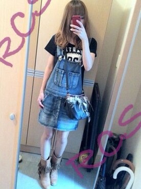 「着やせコーデ」｜「アイテム（オールインワン・サロペット）」を使った、sakuさん（レディース・160cm）の春コーディネート