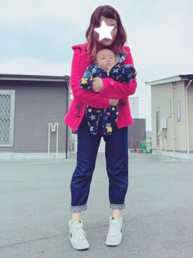 「赤ちゃん」｜「アイテム（その他アウター）」を使った、sakuさん（レディース・160cm）の冬コーディネート