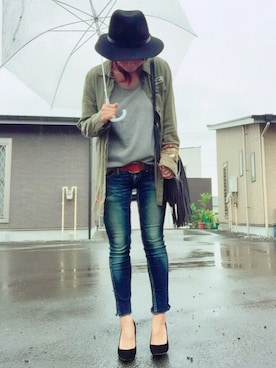 「ハットコーデ」｜sakuさん（レディース・160cm）の春コーディネート