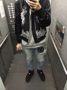 「PHENOMENON（フェノメノン）のアイテム（ミリタリージャケット）」を使った、Hirokiさん（メンズ・176cm）の春コーディネート
