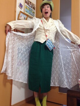 「天然素材」｜「アイテム（その他アウター）」を使った、まるこさん（レディース・164cm）の春コーディネート