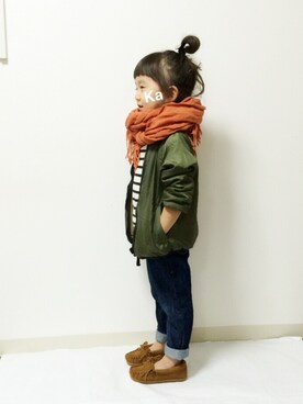 「アイテム（モッズコート）」を使った、kannn さん（キッズ・100cm）の秋コーディネート