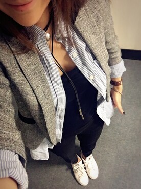 「BLACK BY MOUSSY（ブラックバイマウジー）のアイテム（その他アウター）」を使った、Mikaさん（レディース・167cm）の春コーディネート