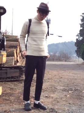 「Django Atour（ジャンゴアトゥール）のアイテム（ニット/セーター）」を使った、cho-pさん（メンズ・173cm）の冬コーディネート