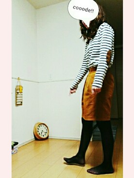 「JEANASIS（ジーナシス）のアイテム（スカート、ブラウン系）」を使った、まちこさん（レディース・161cm）の春コーディネート