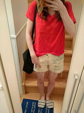 「Heather（ヘザー）のアイテム（デニムパンツ、ホワイト系）」を使った、まちこさん（レディース・161cm）の秋コーディネート