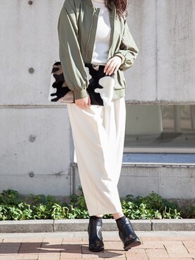 「通販」｜「アイテム（ジャケット/アウター）」を使った、elsonaさん（レディース・160cm）の冬コーディネート