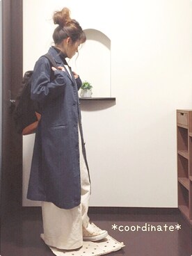 「ゆるカジ」｜「アイテム（オールインワン・サロペット）」を使った、sHimA*kOさん（レディース・153cm）の冬コーディネート