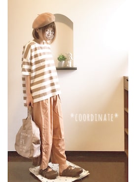 「ゆるカジ」｜「アイテム（ハンチング/ベレー帽）」を使った、sHimA*kOさん（レディース・153cm）の秋コーディネート