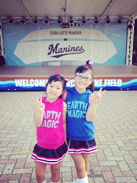「EARTHMAGIC（アースマジック）のアイテム（Tシャツ/カットソー、ブルー系）」を使った、Hiro♡さん（レディース）の夏コーディネート