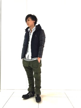 「ISAMU KATAYAMA BACKLASH（イサムカタヤマバックラッシュ）のアイテム（カーゴパンツ）」を使った、Takuto Itouさん（メンズ・170cm）の秋コーディネート