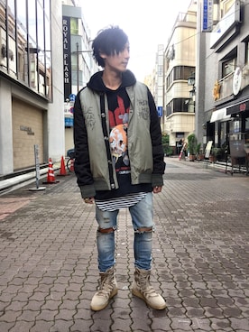 「REPRESENT（リプレゼント）のアイテム（シューズ）」を使った、Takuto Itouさん（メンズ・170cm）の冬コーディネート