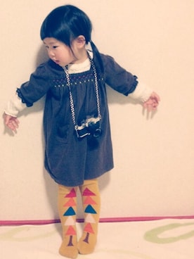 「アイテム（その他トップス、ブラウン系）」を使った、おりととさん（キッズ・80cm）の冬コーディネート