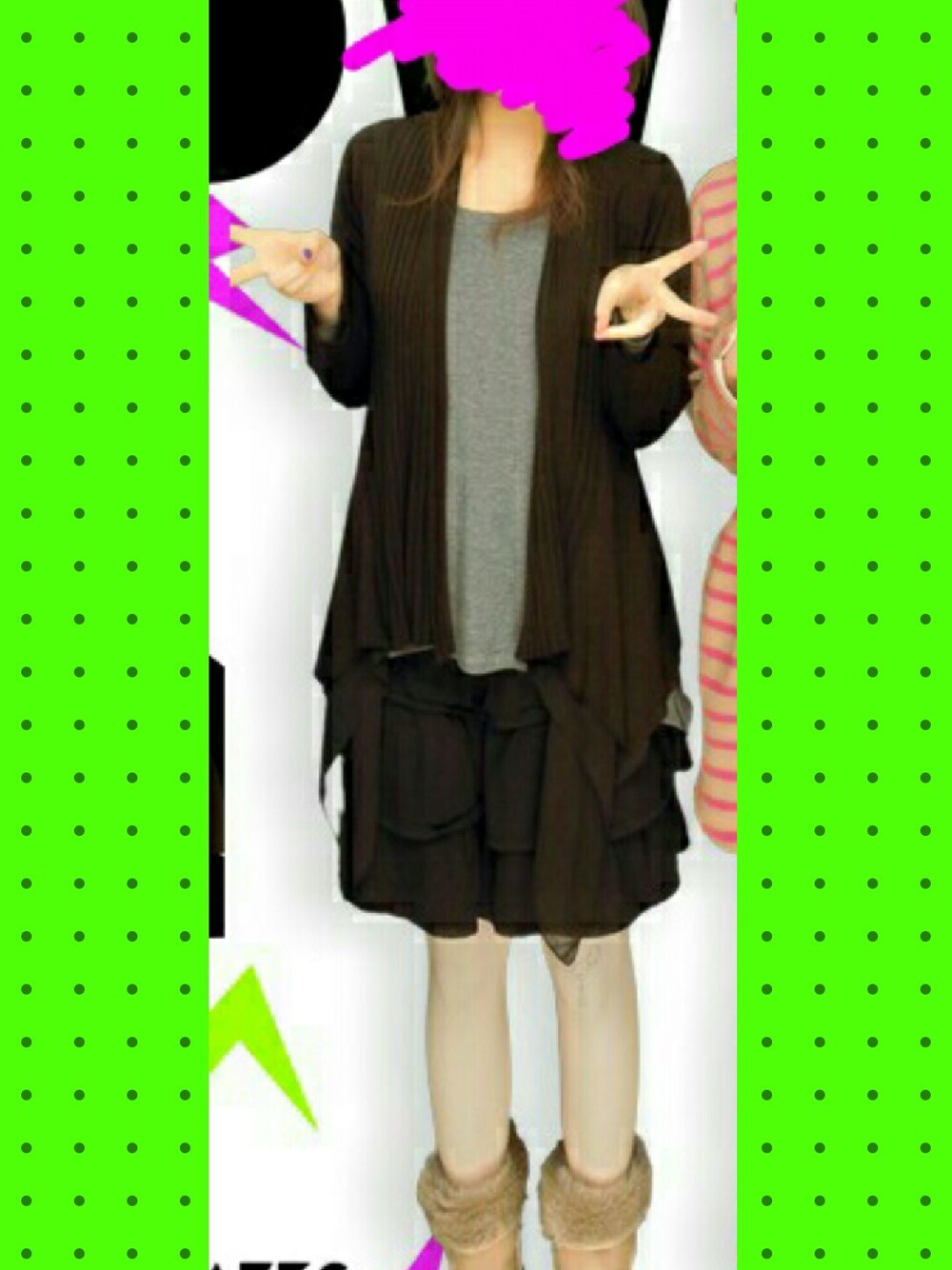 「白タイツ、ムートン」｜「しまむらのアイテム（スカート、ブラック系）」を使った、きなこさん（メンズ・160cm）の秋コーディネートの1枚目の写真