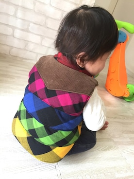 「アイテム（ダウンベスト、その他）」を使った、R***さん（キッズ・70cm）の冬コーディネート