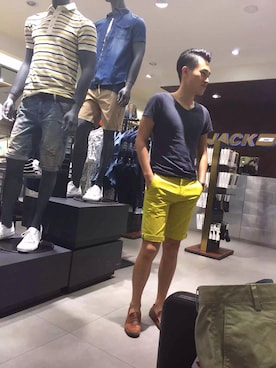 「アイテム（イエロー系）」を使った、Susihnさん（メンズ・174cm）の春コーディネート