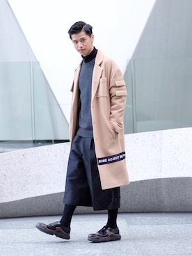 「PRADA（プラダ）のアイテム（その他シューズ）」を使った、Will Yuさん（メンズ・178cm）の冬コーディネート