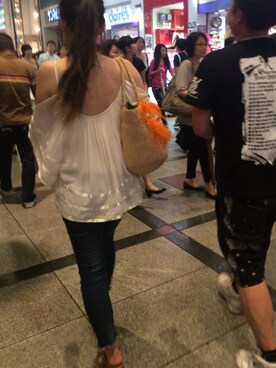 「Ungrid（アングリッド）のインディゴフレイドヘムストスリ（デニムパンツ）」を使った、kana0428さん（レディース・163cm）の夏コーディネート