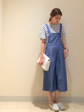 「Another Edition」｜「アイテム（サロペット/オーバーオール）」を使った、eeen52さん（レディース・158cm）の夏コーディネート