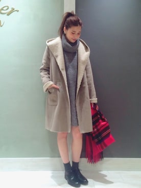 「Another Edition」｜「アイテム（ムートンコート）」を使った、eeen52さん（レディース・158cm）の秋コーディネート