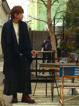 「袴パンツ」｜「アイテム（その他アウター）」を使った、YUKIHIROさん（メンズ・178cm）の冬コーディネート