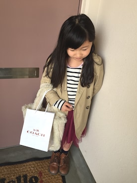 「Right-on（ライトオン）のアイテム（トレンチコート）」を使った、16さん（キッズ・110cm）の冬コーディネート