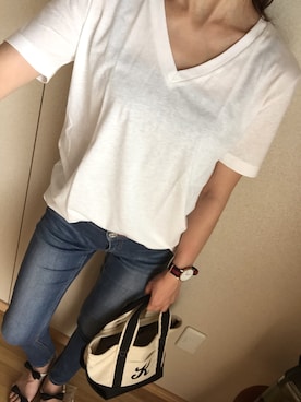 「M.deux（エムドゥ）のアイテム（パンツ）」を使った、16さん（レディース・155cm）の夏コーディネート