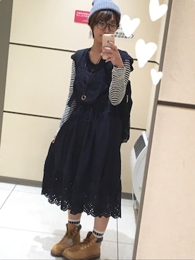 「aiko」｜「アイテム（ニットキャップ/ビーニー）」を使った、emichoさん（レディース・158cm）の秋コーディネート