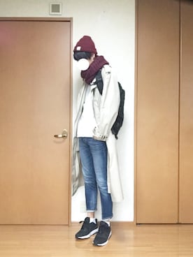 「アイテム（ステンカラーコート）」を使った、まつお はやと  さん（メンズ・180cm・10代）の秋コーディネート