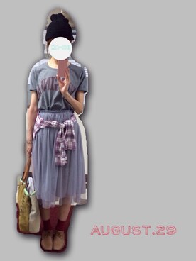 ma-chiさんの「チュール　ミドルスカート」を使ったコーディネート