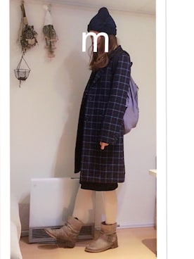 「DHOLIC（ディーホリック）のアイテム（ニットキャップ/ビーニー）」を使った、ma-chiさん（レディース・162cm）の秋コーディネート
