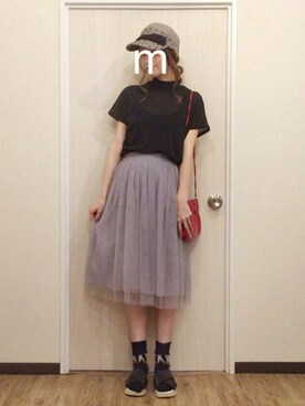ma-chiさんの「チュール　ミドルスカート」を使ったコーディネート