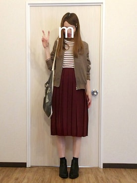「ラブ＆ピース2016」｜「アイテム（MA-1）」を使った、ma-chiさん（レディース・162cm）の秋コーディネート