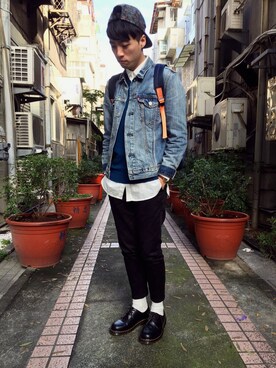 「Less Taiwan（レスタイワン）のアイテム（帽子）」を使った、47さん（メンズ・177cm）の冬コーディネート