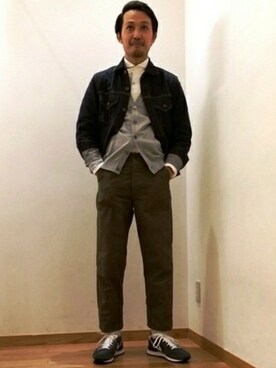 「Scye（サイ）のアイテム（デニムジャケット）」を使った、大宮ルミネ店 スタッフさん（メンズ・170cm）の冬コーディネート